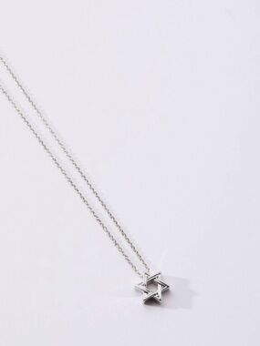 Tiny Tags 14K Platinum Ion Plated Star of David Pendant Necklace - Silver